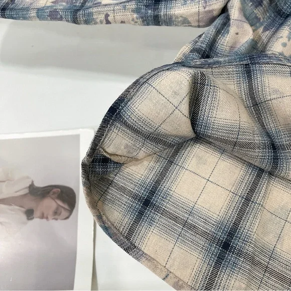 Acne Studios Blue and White Gradient Check Bandeau Blouse - Picture 11 of 12